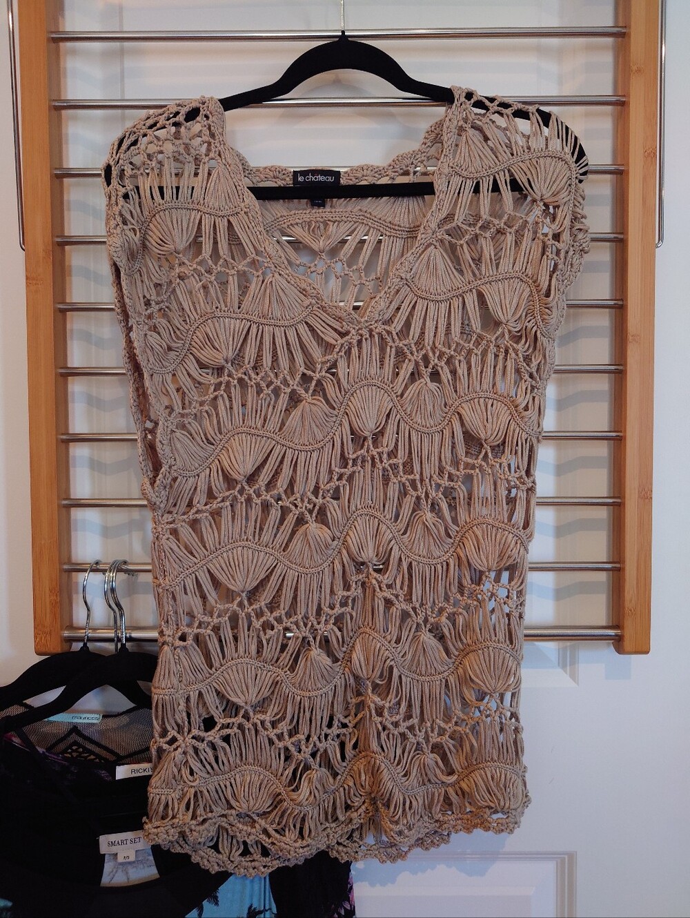 le chateau Beige Crochet Top
